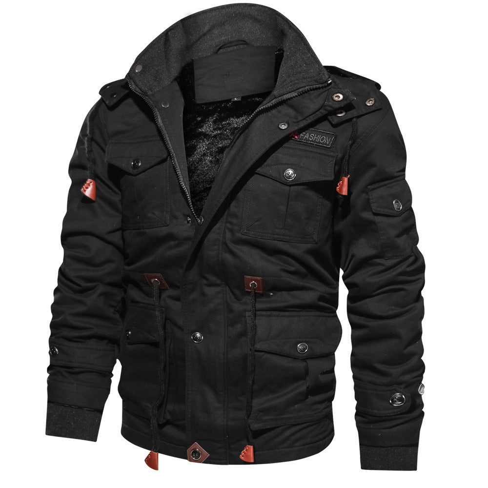 Parka d'hiver zippé pour homme avec capuche détachable