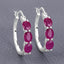1.81 Carat Genuine Ruby and White Diamond Sterling Silver Earrings