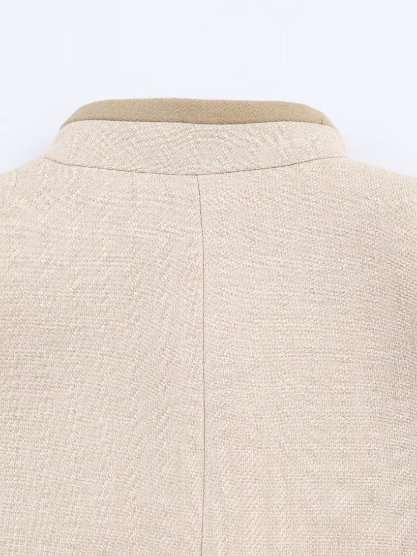 Chaqueta Abrigo con Botones y Nudos de Cuerda en Hombros Acolchados
