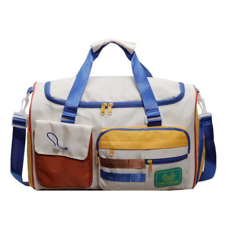 Sac de voyage multi-poches à contraste de couleur tendance