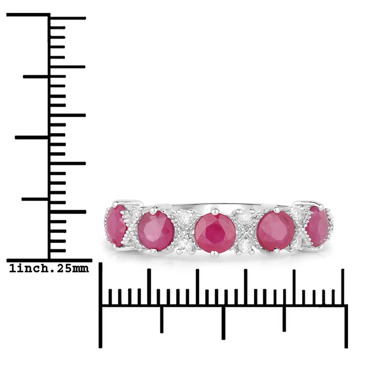 Anillo de Compromiso de Rubí y Diamante de 1.61 Quilates en Oro Blanco de 14K