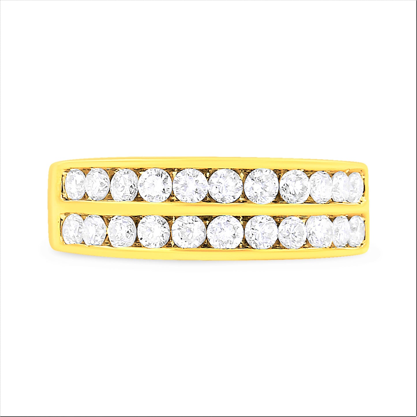 Anillo de banda de diamantes de dos filas de oro amarillo de 10K - Talla 6