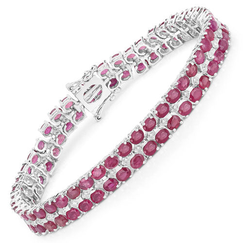 20.03 Carat Ruby and White Topaz Sterling Silver Bracelet