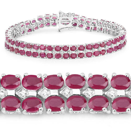 20.03 Carat Ruby and White Topaz Sterling Silver Bracelet