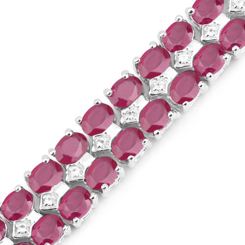 20.03 Carat Ruby and White Topaz Sterling Silver Bracelet