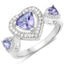 Bague en argent sterling avec tanzanite véritable de 1,09 carat et diamants blancs