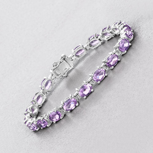 14.40 Carat Genuine Amethyst Sterling Silver Bracelet