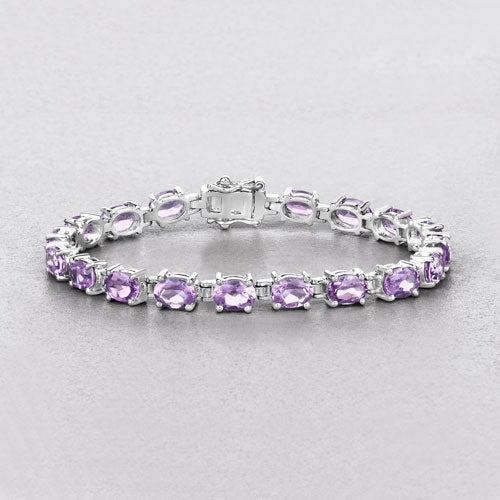 14.40 Carat Genuine Amethyst Sterling Silver Bracelet