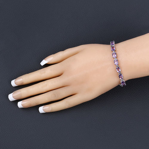 14.40 Carat Genuine Amethyst Sterling Silver Bracelet
