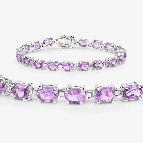 14.40 Carat Genuine Amethyst Sterling Silver Bracelet