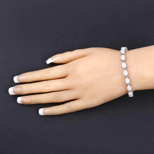 Pulsera de plata esterlina .925 con ópalo genuino de 10.26 quilates