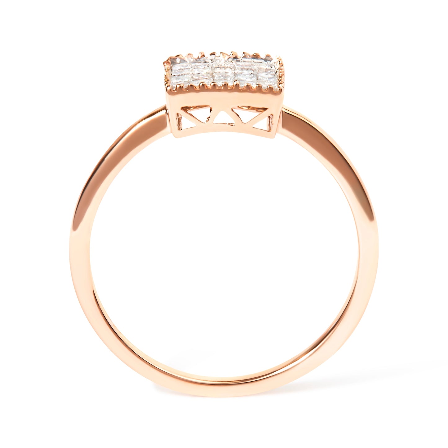 10K Rose Gold 1/3 Cttw Princess Cut Diamond Engagement Ring - Size 7