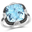 8.29 Carat Swiss Blue Topaz & Diamond Sterling Silver Ring