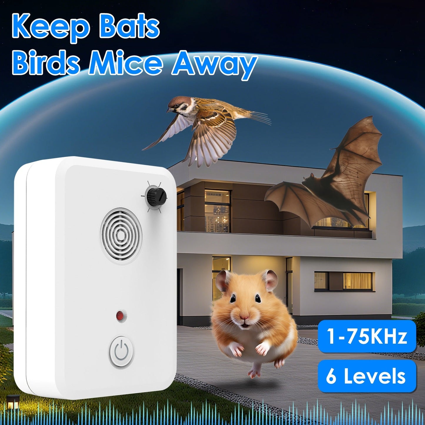 4-Pack Ultrasonic Bat & Pest Repellent Device