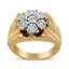 Men's 14K Yellow Gold Plated Sterling Silver Diamond Cluster Ring - Size 10