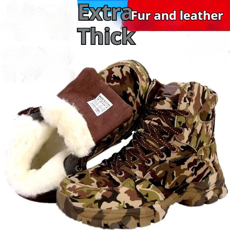 Men's Premium Cowhide Thick Snow Boots for Winter