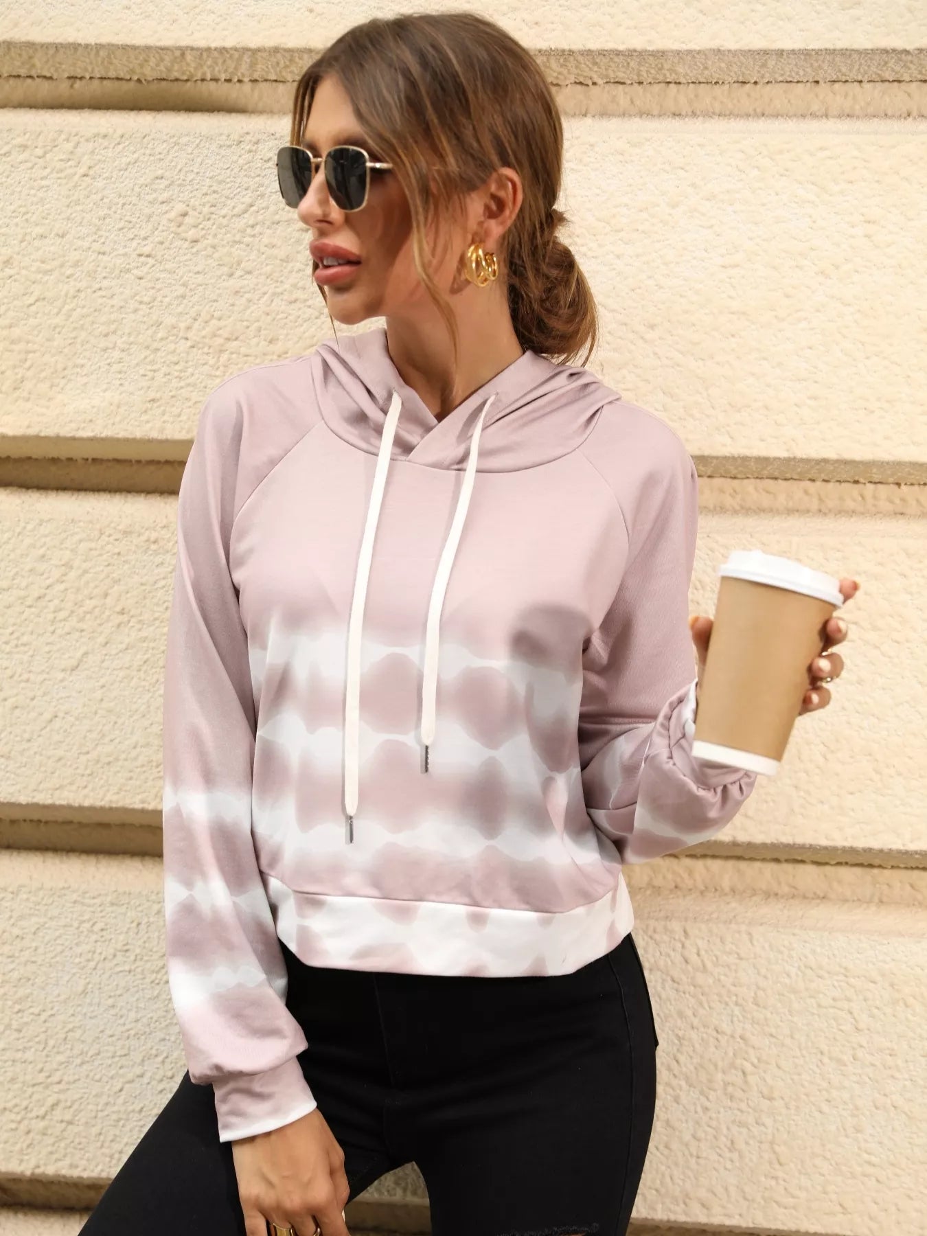 Sudadera con Capucha de Manga Raglán y Cuerda