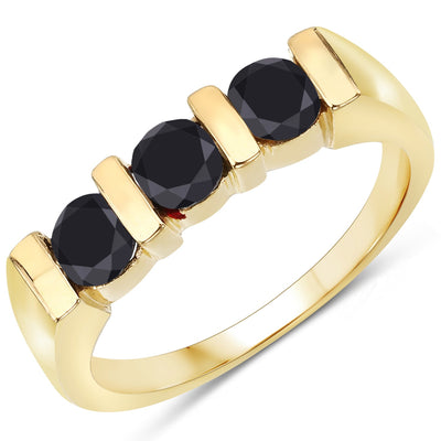 1.20 Carat Genuine Black Diamond Sterling Silver Ring