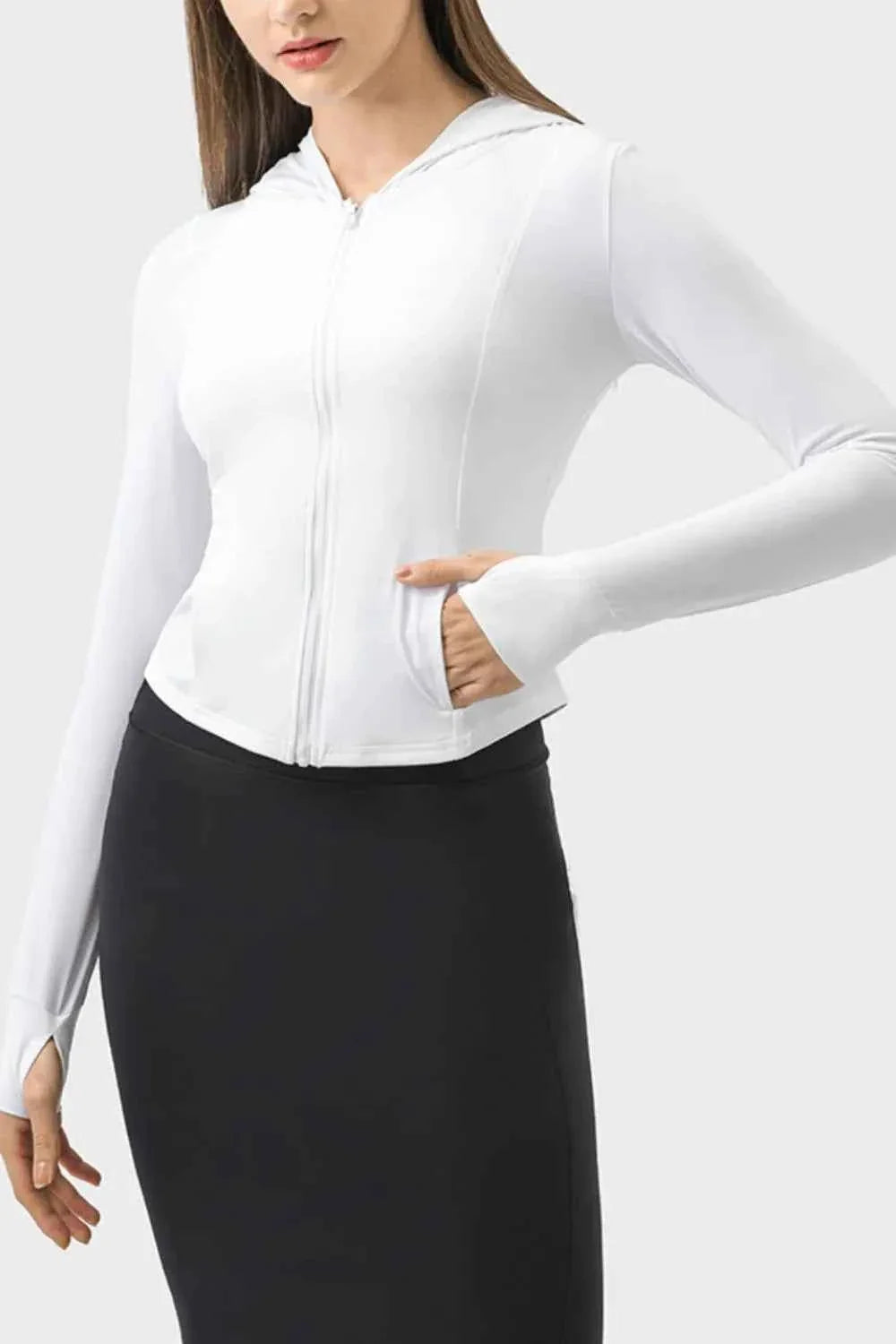 Millennia Pocketed Zip Up Hooded Activewear Hoodie