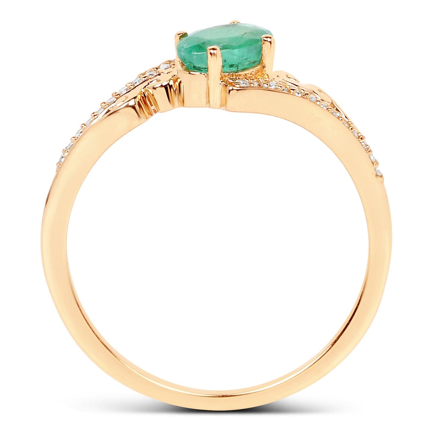 0.51 Carat Zambian Emerald & Diamond 14K Yellow Gold Engagement Ring