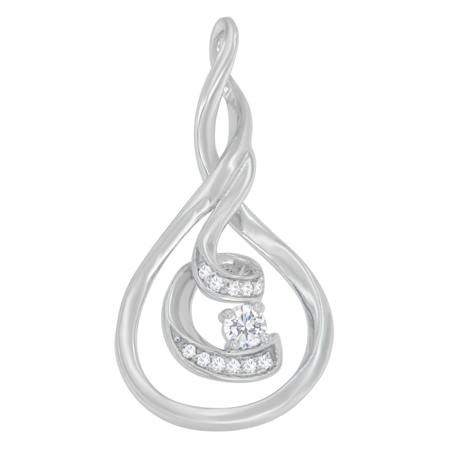 Collier Pendentif Spiral en Diamant en Or Blanc 10K Espira