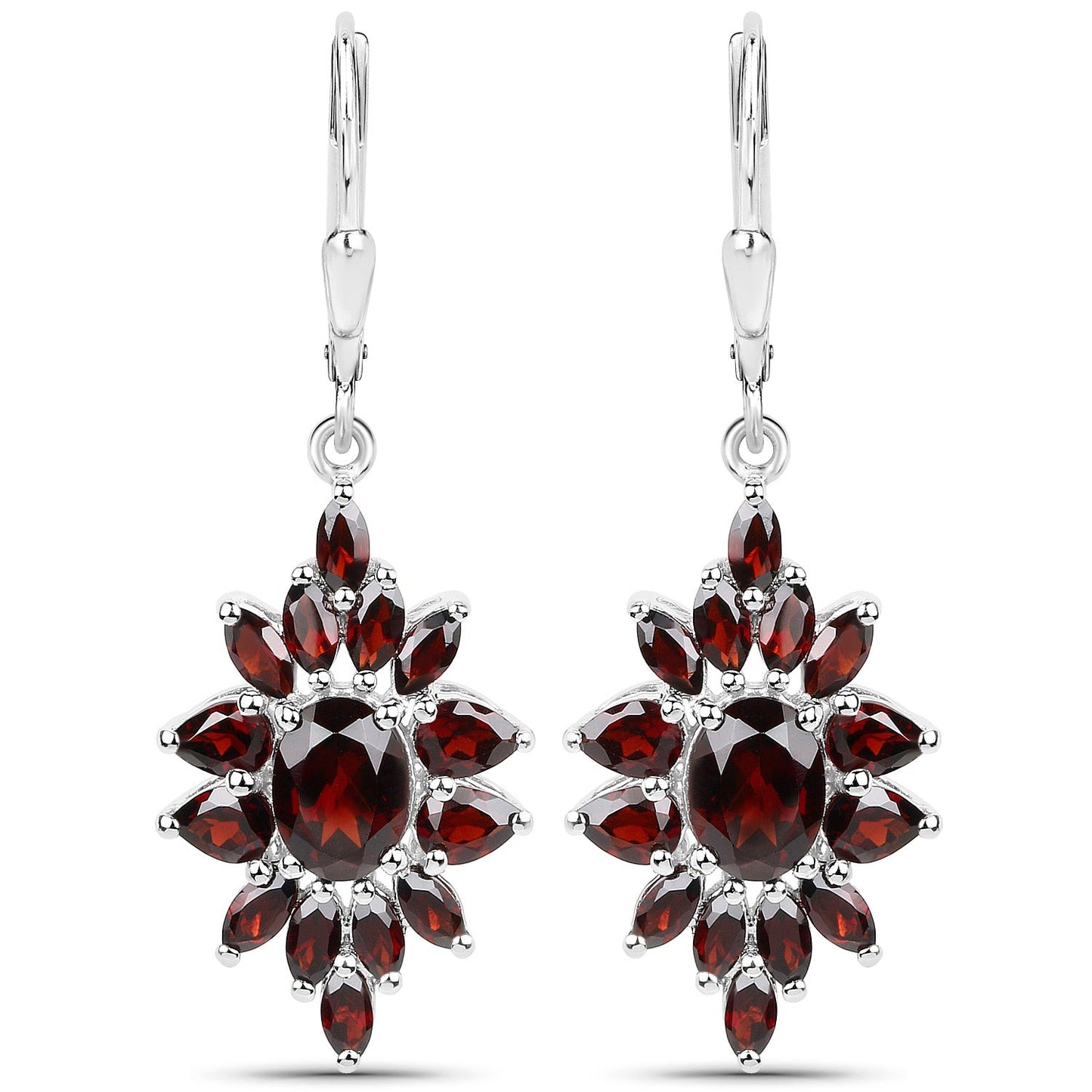 Ensemble de bijoux en argent sterling .925 avec grenat véritable de 20,24 carats