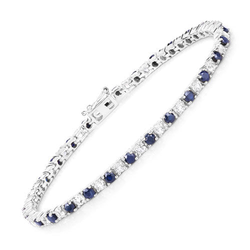 Elegant Blue Sapphire and White Topaz Tennis Bracelet
