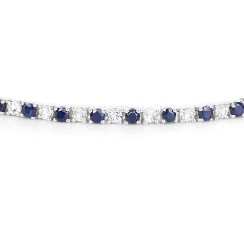 Elegant Blue Sapphire and White Topaz Tennis Bracelet
