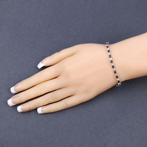 Elegant Blue Sapphire and White Topaz Tennis Bracelet