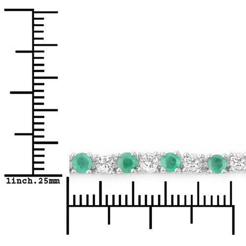 5.77 Carat Genuine Emerald and White Topaz Bracelet in Sterling Silver
