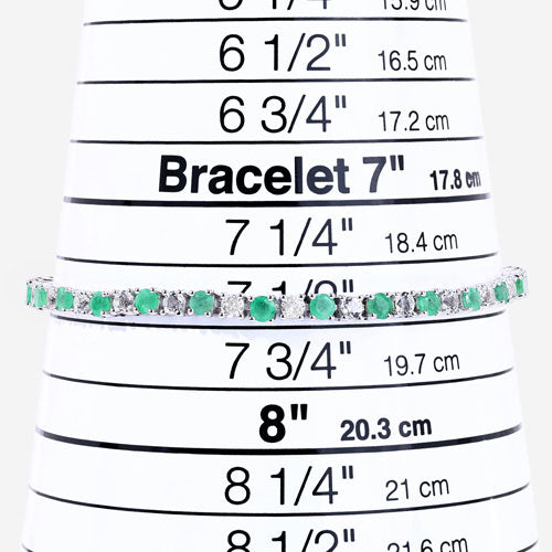 5.77 Carat Genuine Emerald and White Topaz Bracelet in Sterling Silver