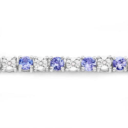 5.44 Carat Genuine Tanzanite and White Diamond Bracelet