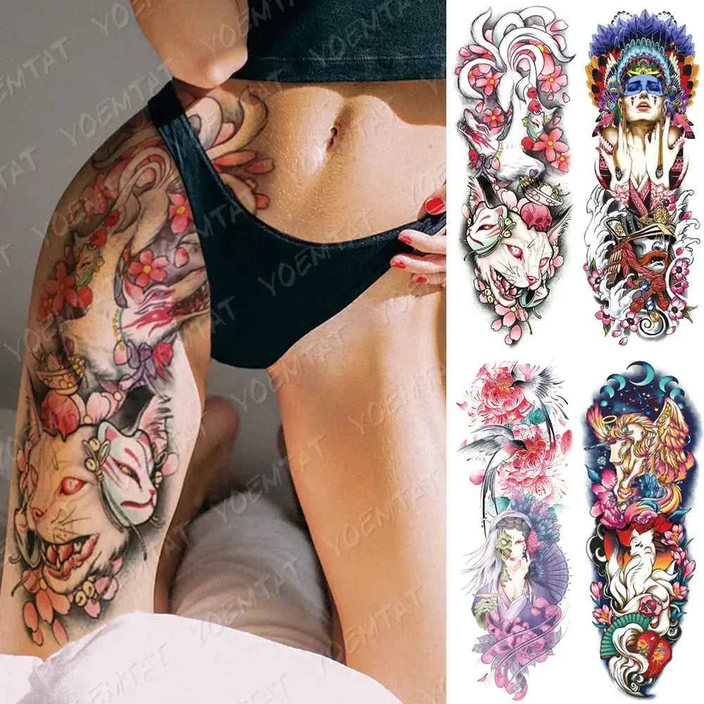 Vibrant Full Temporary Tattoo Watercolor Sheets