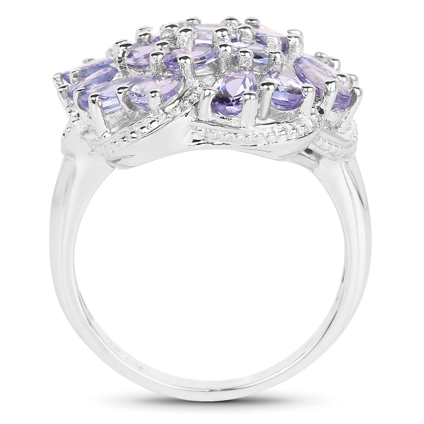 Elegant Tanzanite Cluster Ring in Sterling Silver