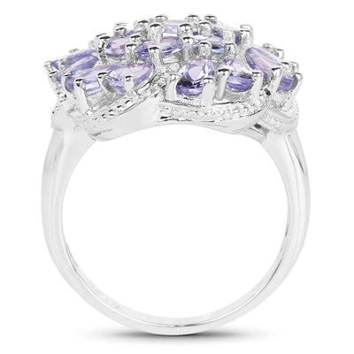 Elegant Tanzanite Cluster Ring in Sterling Silver