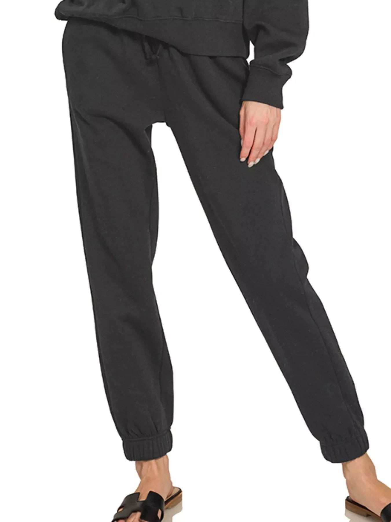 Conjunto de Sudadera de Manga Larga de Forro Polar Zenana y Jogger