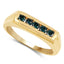 Anillo de Plata Esterlina con Diamante Azul Baño de Oro Amarillo de 14K