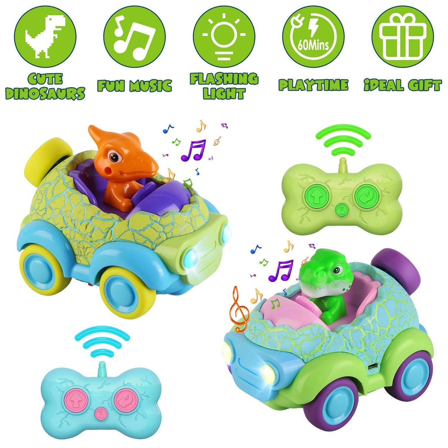 GBruno 2-Pack Dinosaur Remote Control Cars