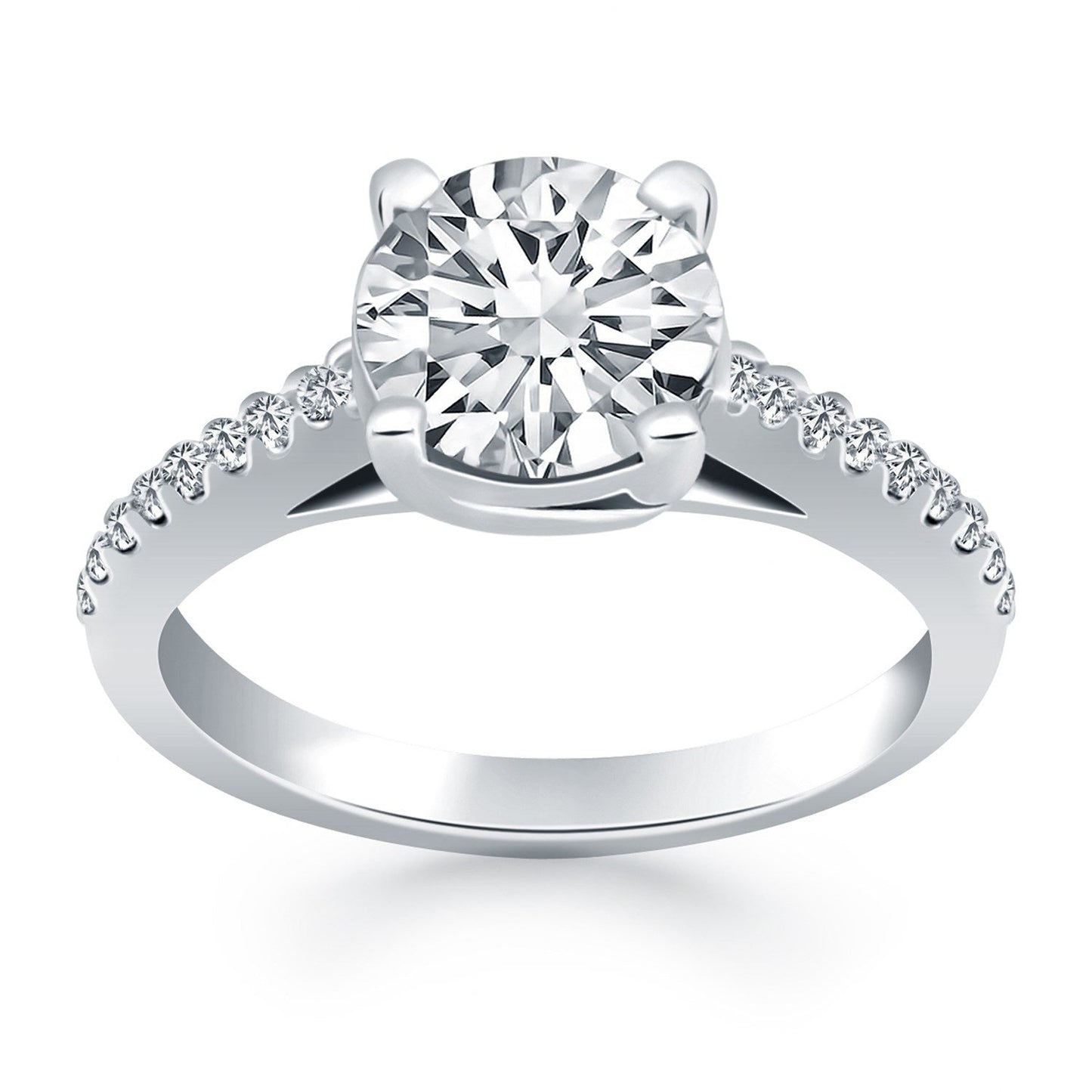 Anillo de Compromiso de Diamante en Oro Blanco de 14k con Diseño de Trébol