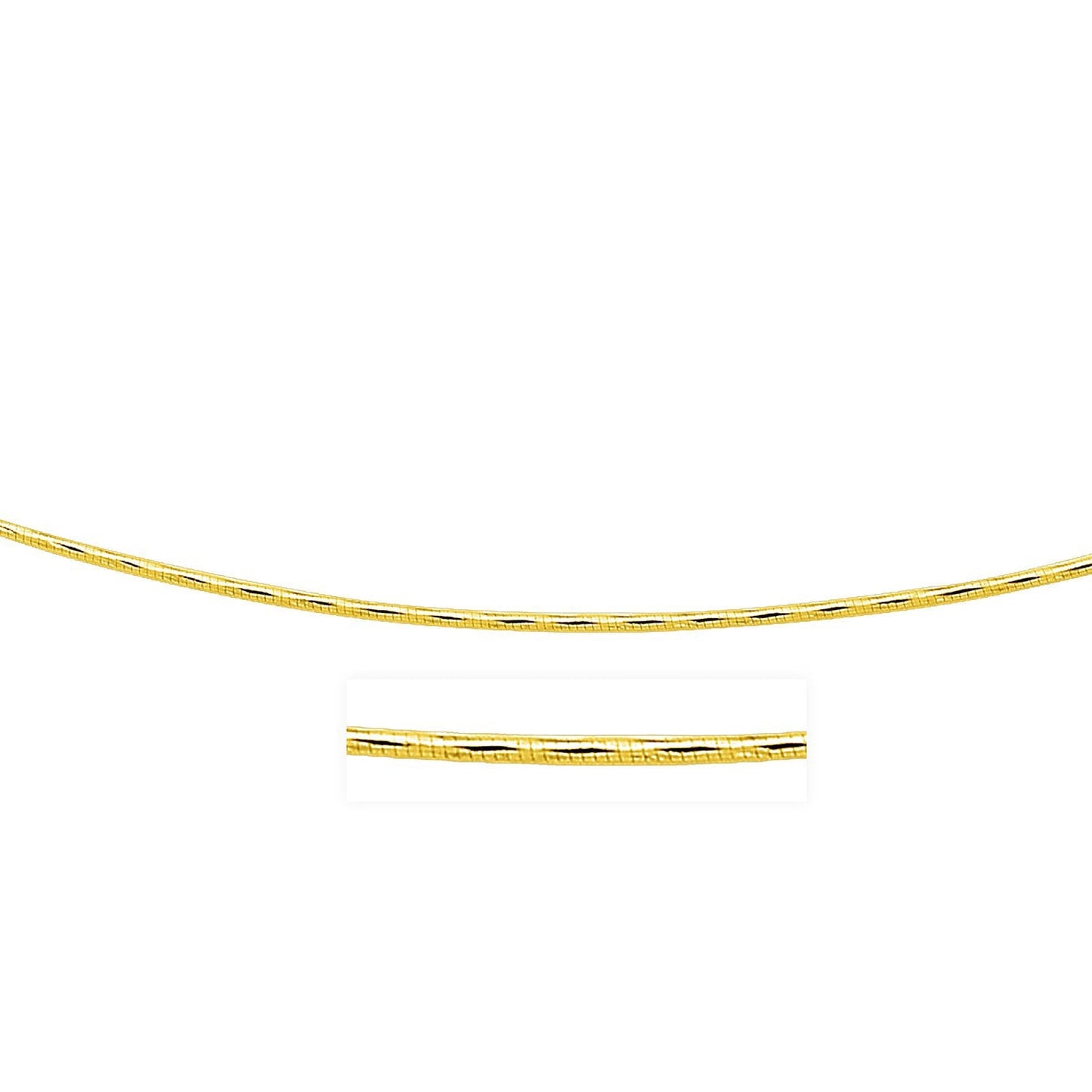 Collier Omega Rond en Or Jaune 14k avec Découpes en Diamant