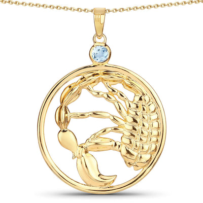 0.32 Carat Genuine Blue Topaz Pendant in Sterling Silver