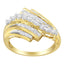 10K Yellow Gold Round and Baguette Diamond-Cut Engagement Ring - Size 7