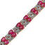 Bracelet en argent sterling plaqué or jaune 14K avec rubis et diamants