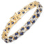 Bracelet en or jaune 14 carats plaqué, saphirs bleus et diamants
