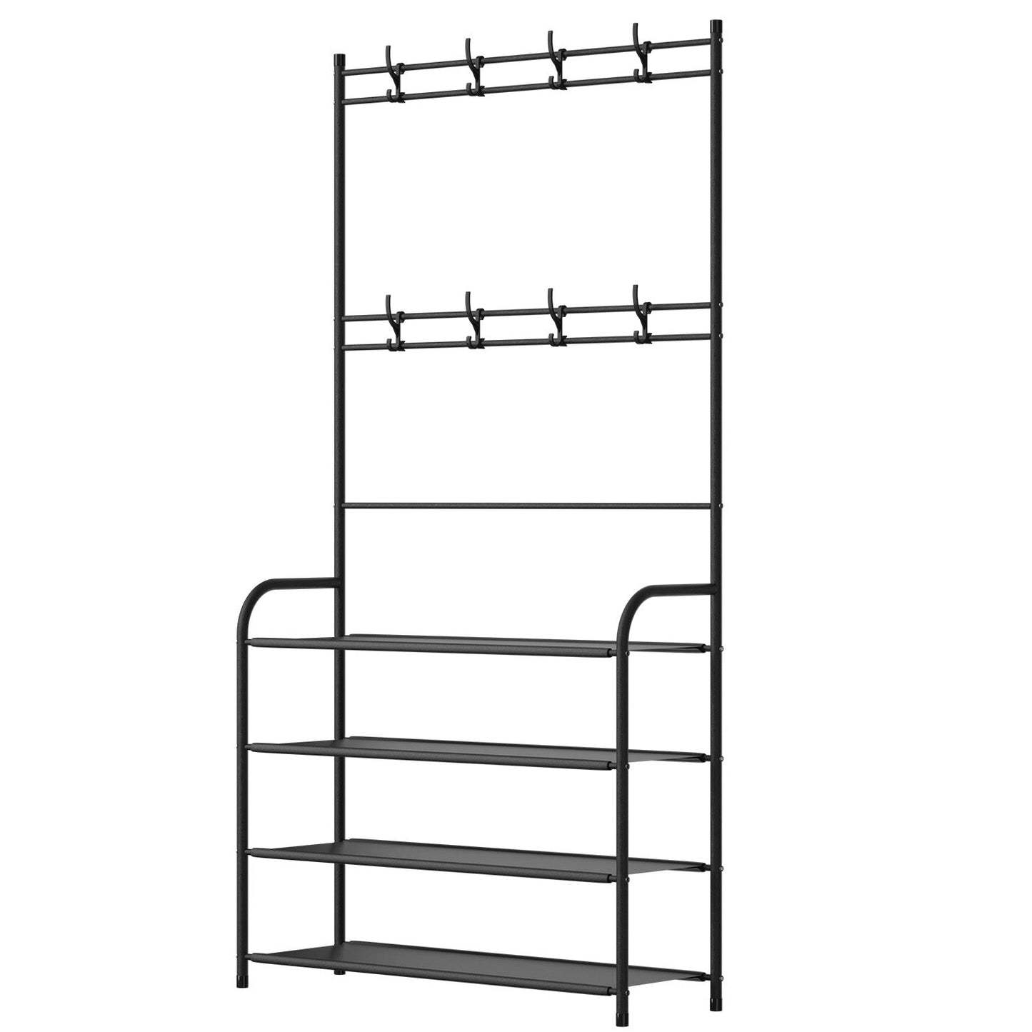 Entryway Coat and Shoe Rack - 4 Tier Freestanding Organizer