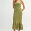 Elegant Ruffled Hem Sleeveless Crochet Knit Midi Dress
