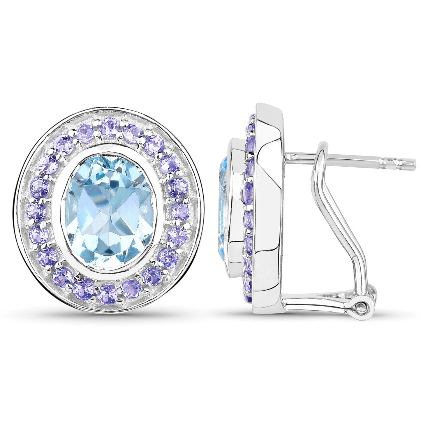 6.30 Carat Genuine Blue Topaz and Tanzanite Earrings