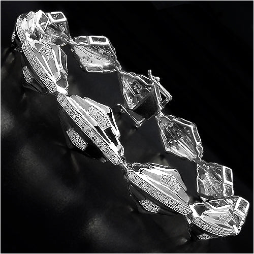 Bracelet en diamant plaqué or jaune 14K avec diamants blancs véritables