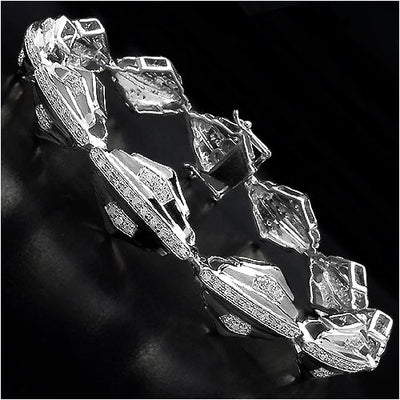 Pulsera de Diamantes con Baño de Oro Amarillo de 14K y Diamantes Blancos Genuinos