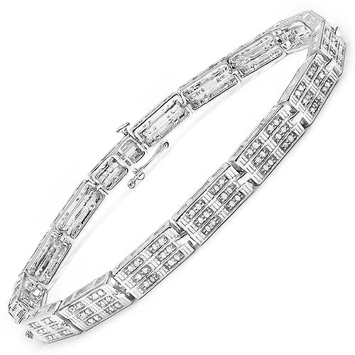 Bracelet de tennis en diamant blanc véritable de 1,16 carat en argent plaqué or blanc 14K
